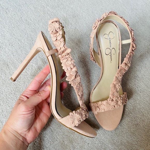 JESSICA SIMPSON Blush Flower Heeled Sandals - Picture 1 of 7
